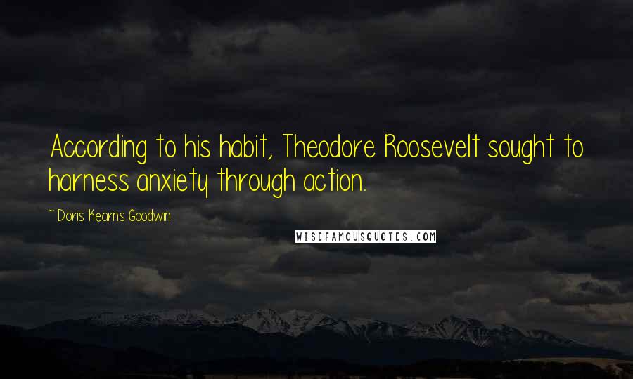 Doris Kearns Goodwin Quotes: According to his habit, Theodore Roosevelt sought to harness anxiety through action.