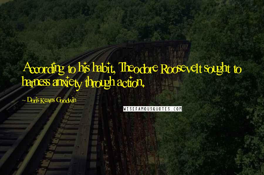 Doris Kearns Goodwin Quotes: According to his habit, Theodore Roosevelt sought to harness anxiety through action.