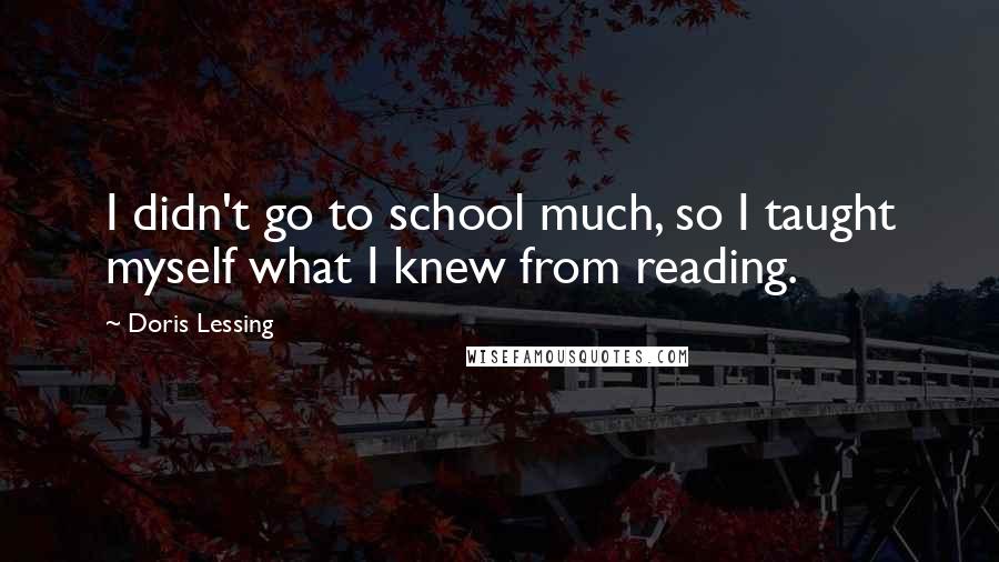 Doris Lessing Quotes: I didn't go to school much, so I taught myself what I knew from reading.