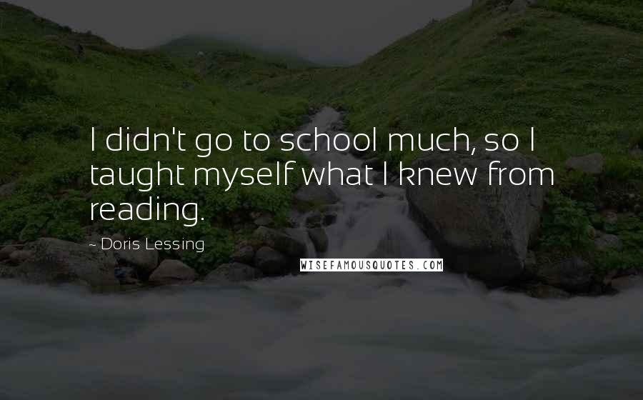 Doris Lessing Quotes: I didn't go to school much, so I taught myself what I knew from reading.