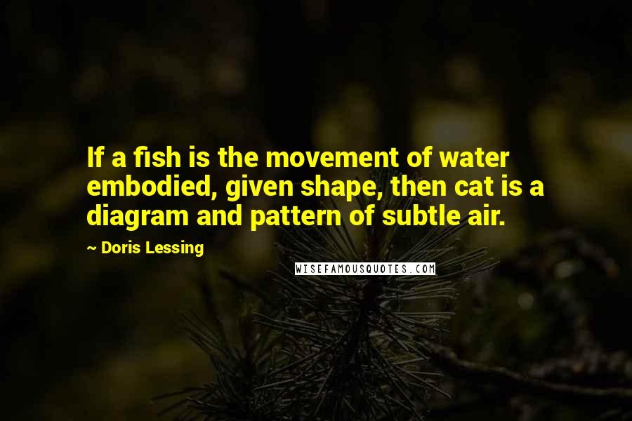 Doris Lessing Quotes: If a fish is the movement of water embodied, given shape, then cat is a diagram and pattern of subtle air.
