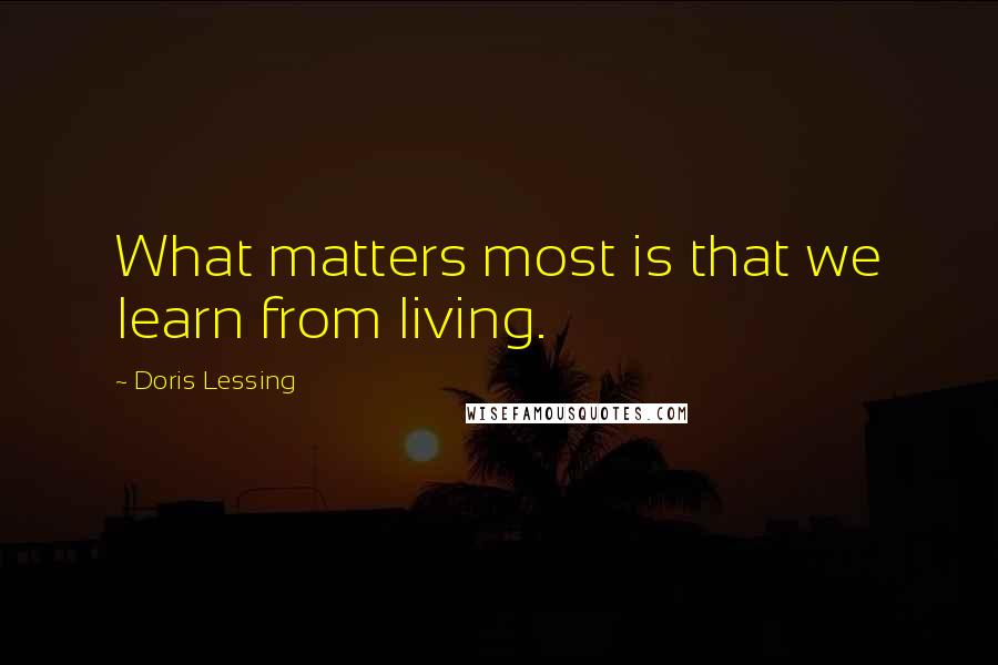 Doris Lessing Quotes: What matters most is that we learn from living.