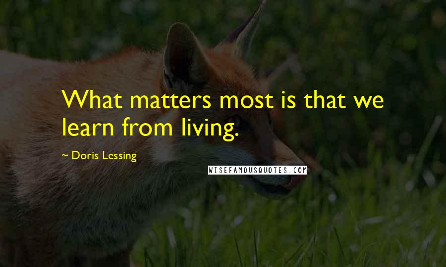 Doris Lessing Quotes: What matters most is that we learn from living.