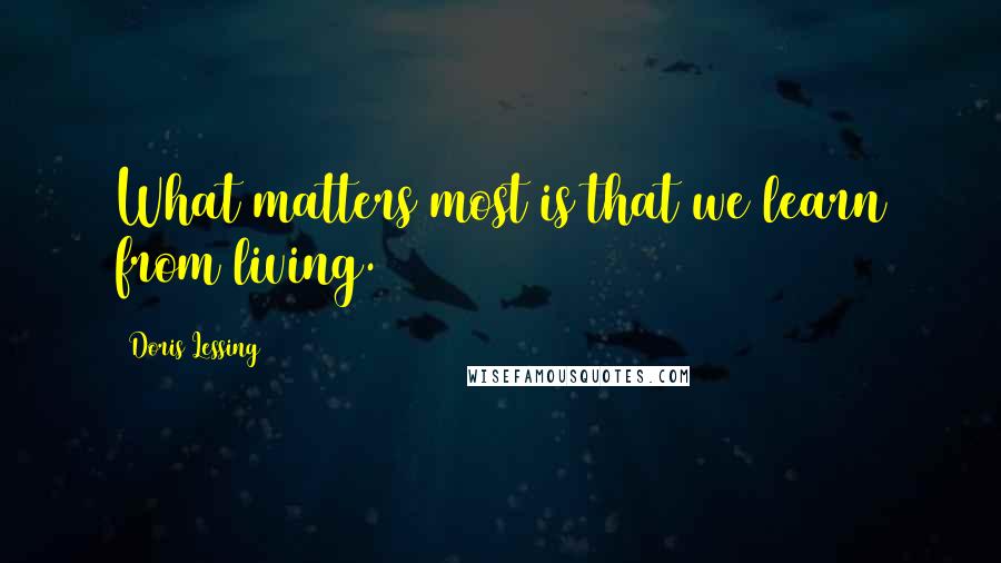 Doris Lessing Quotes: What matters most is that we learn from living.