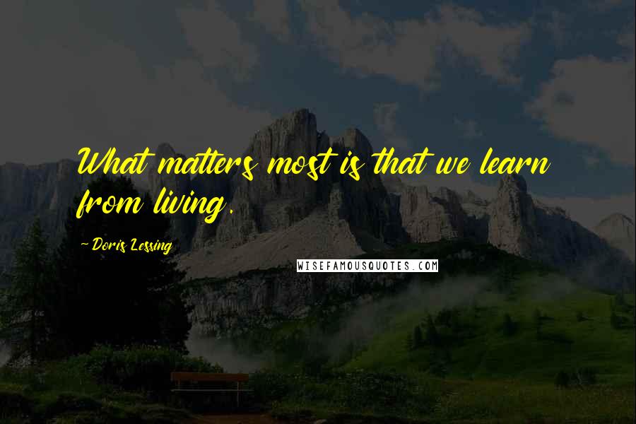 Doris Lessing Quotes: What matters most is that we learn from living.