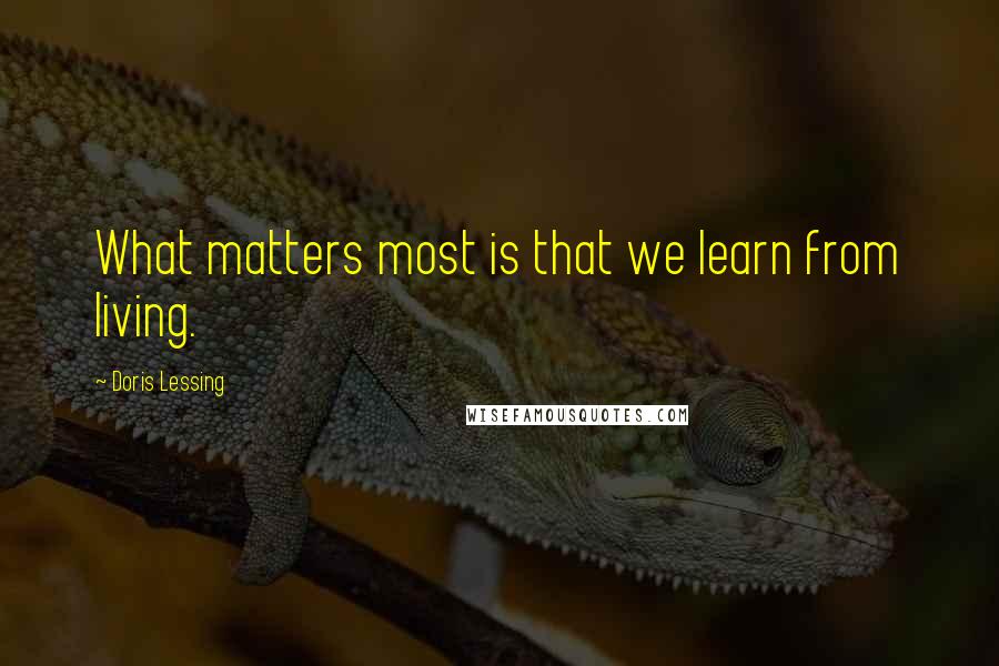 Doris Lessing Quotes: What matters most is that we learn from living.