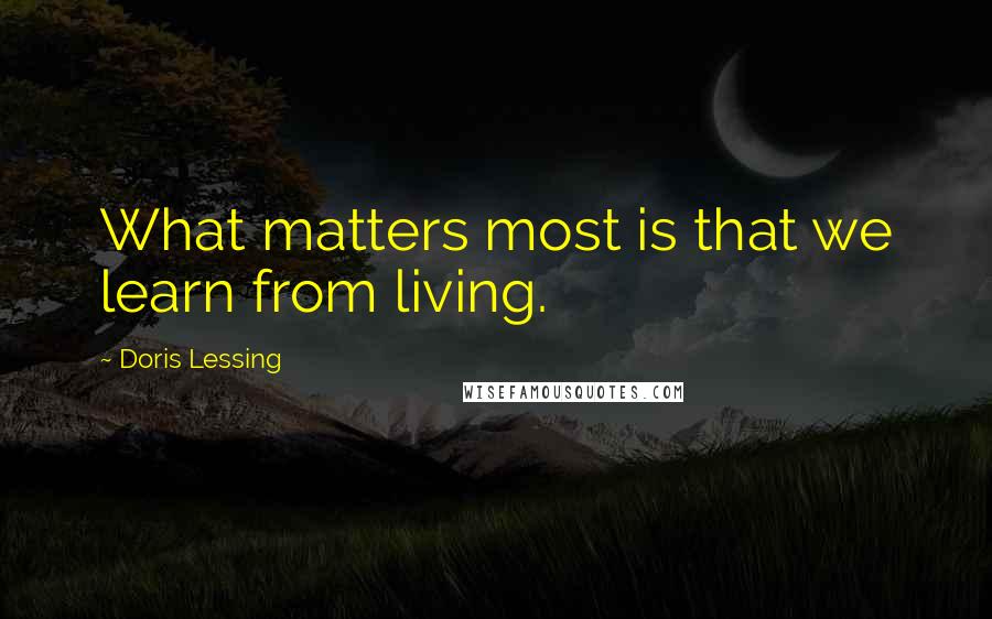 Doris Lessing Quotes: What matters most is that we learn from living.