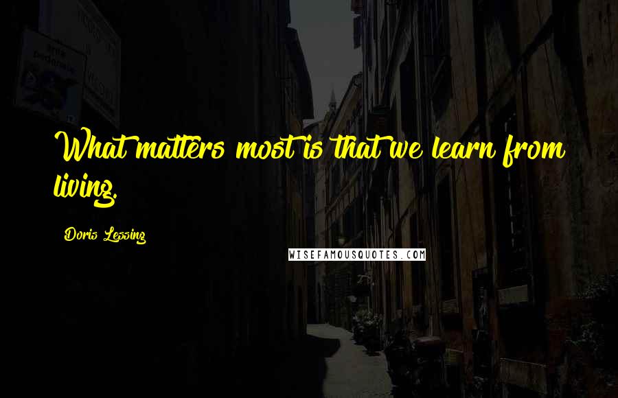 Doris Lessing Quotes: What matters most is that we learn from living.