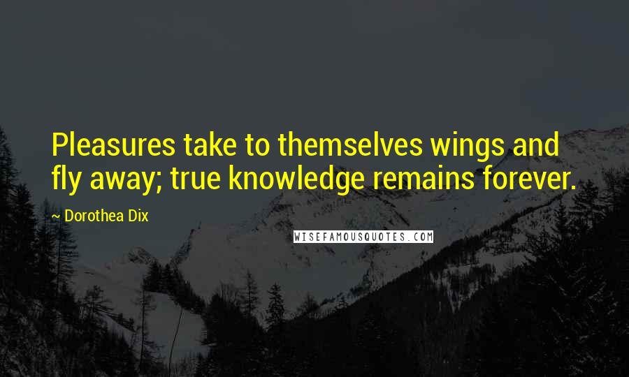 Dorothea Dix Quotes: Pleasures take to themselves wings and fly away; true knowledge remains forever.