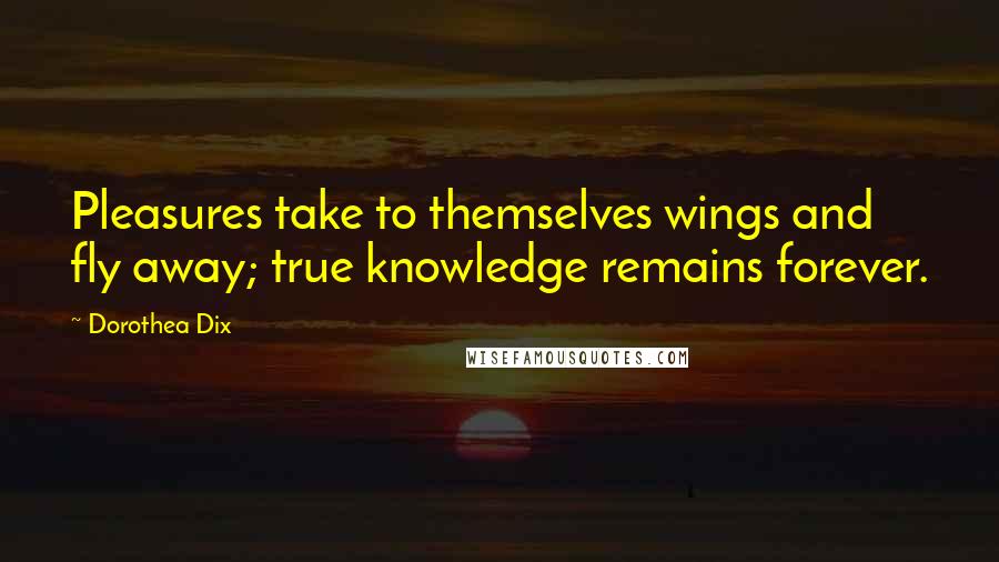 Dorothea Dix Quotes: Pleasures take to themselves wings and fly away; true knowledge remains forever.