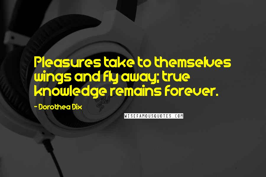 Dorothea Dix Quotes: Pleasures take to themselves wings and fly away; true knowledge remains forever.