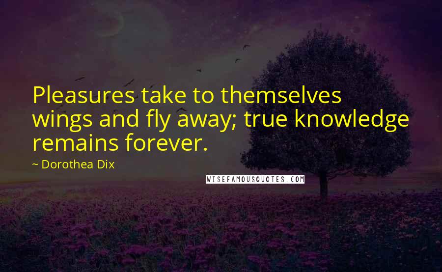 Dorothea Dix Quotes: Pleasures take to themselves wings and fly away; true knowledge remains forever.