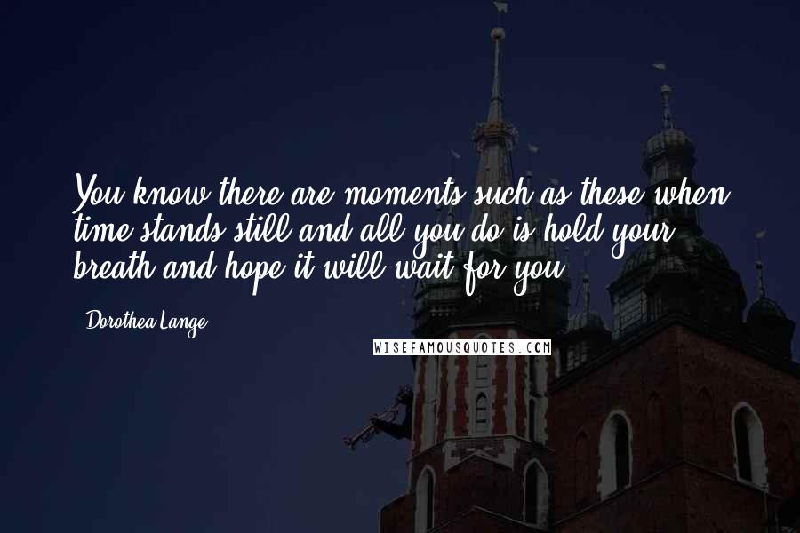 Dorothea Lange Quotes: You know there are moments such as these when time stands still and all you do is hold your breath and hope it will wait for you.