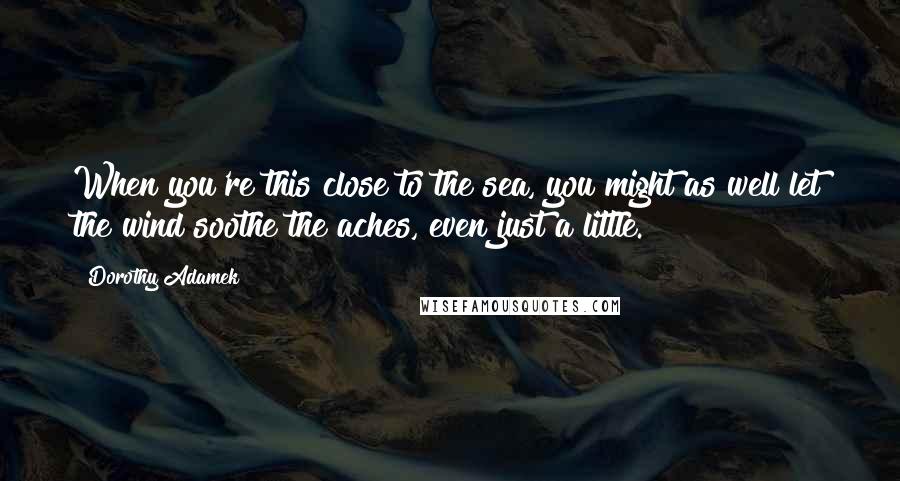 Dorothy Adamek Quotes: When you're this close to the sea, you might as well let the wind soothe the aches, even just a little.