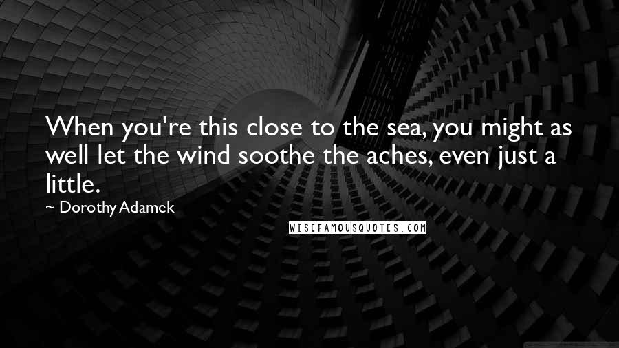 Dorothy Adamek Quotes: When you're this close to the sea, you might as well let the wind soothe the aches, even just a little.