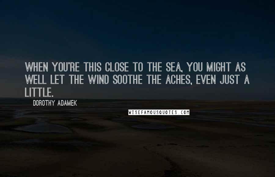 Dorothy Adamek Quotes: When you're this close to the sea, you might as well let the wind soothe the aches, even just a little.