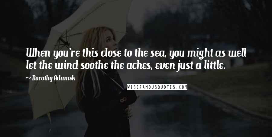 Dorothy Adamek Quotes: When you're this close to the sea, you might as well let the wind soothe the aches, even just a little.