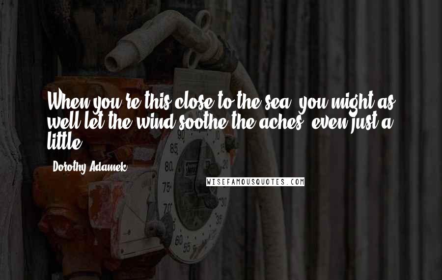 Dorothy Adamek Quotes: When you're this close to the sea, you might as well let the wind soothe the aches, even just a little.