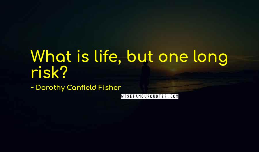 Dorothy Canfield Fisher Quotes: What is life, but one long risk?