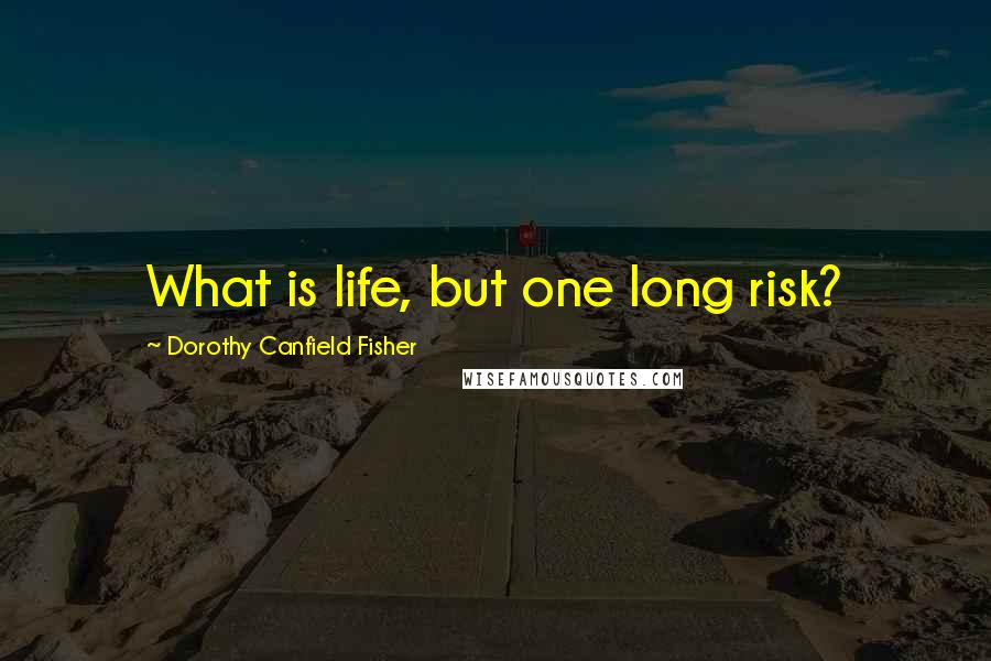 Dorothy Canfield Fisher Quotes: What is life, but one long risk?
