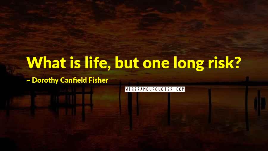 Dorothy Canfield Fisher Quotes: What is life, but one long risk?