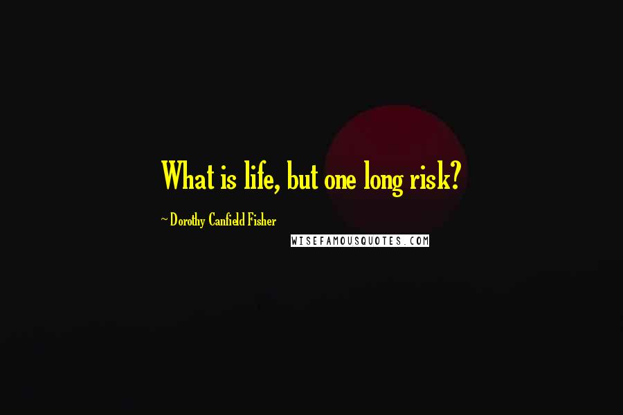 Dorothy Canfield Fisher Quotes: What is life, but one long risk?