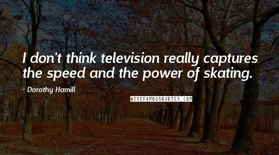 Dorothy Hamill Quotes: I don't think television really captures the speed and the power of skating.