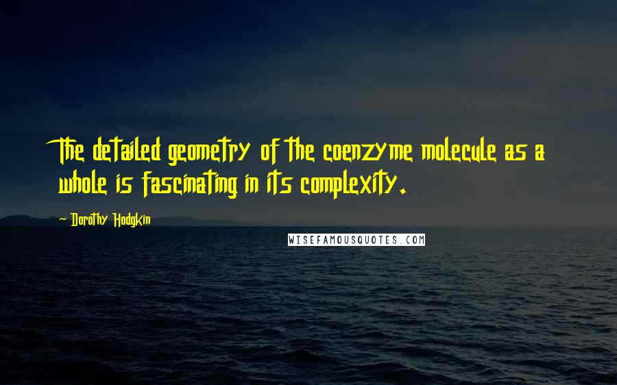 Dorothy Hodgkin Quotes: The detailed geometry of the coenzyme molecule as a whole is fascinating in its complexity.