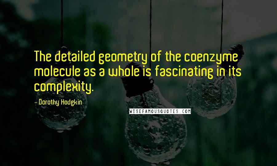 Dorothy Hodgkin Quotes: The detailed geometry of the coenzyme molecule as a whole is fascinating in its complexity.