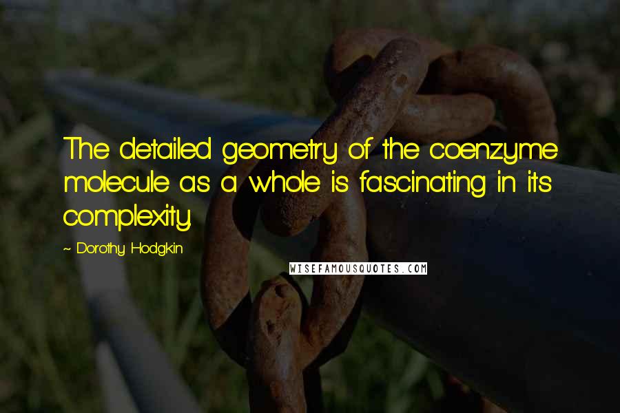Dorothy Hodgkin Quotes: The detailed geometry of the coenzyme molecule as a whole is fascinating in its complexity.