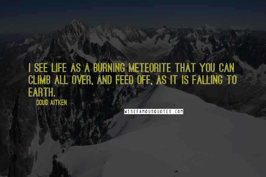 Doug Aitken Quotes: I see life as a burning meteorite that you can climb all over, and feed off, as it is falling to earth.