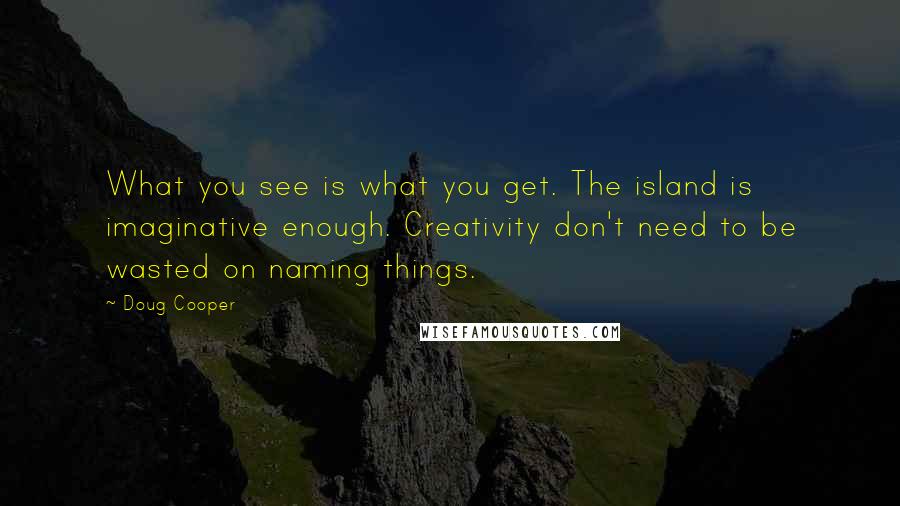 Doug Cooper Quotes: What you see is what you get. The island is imaginative enough. Creativity don't need to be wasted on naming things.