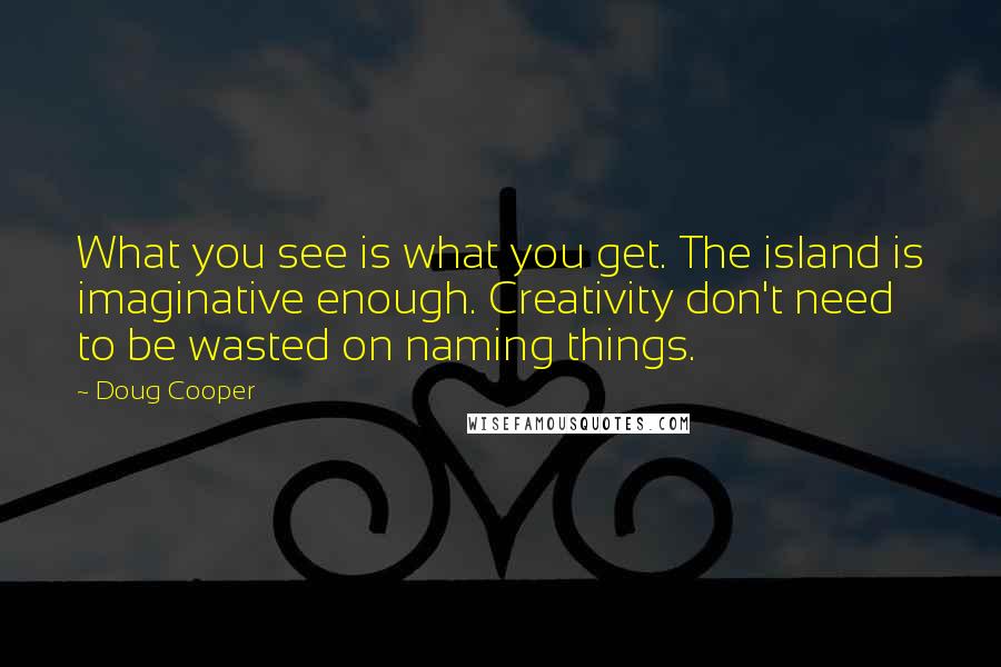 Doug Cooper Quotes: What you see is what you get. The island is imaginative enough. Creativity don't need to be wasted on naming things.