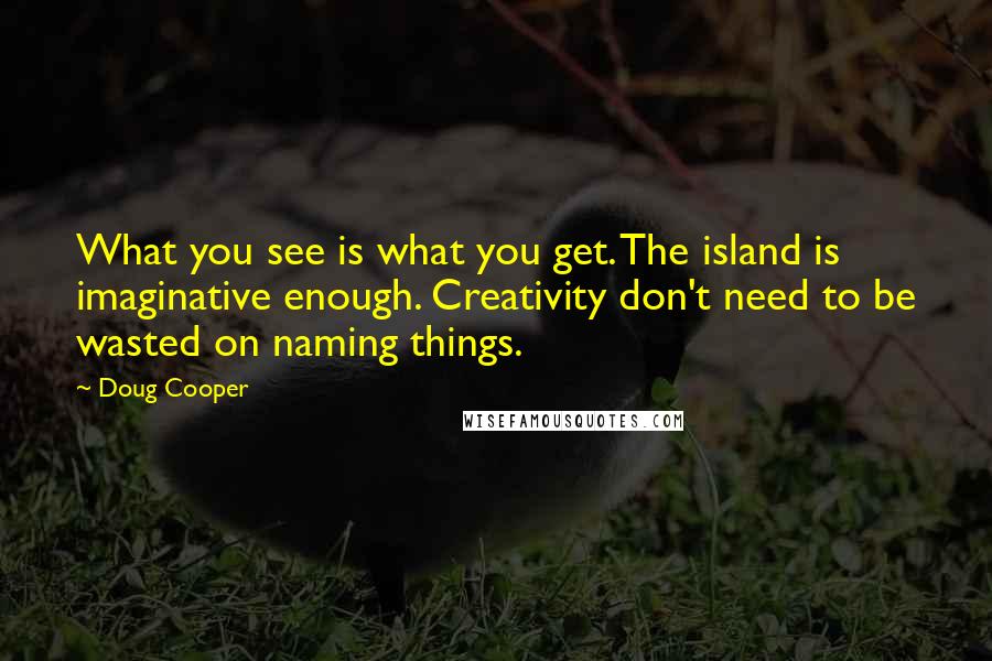 Doug Cooper Quotes: What you see is what you get. The island is imaginative enough. Creativity don't need to be wasted on naming things.