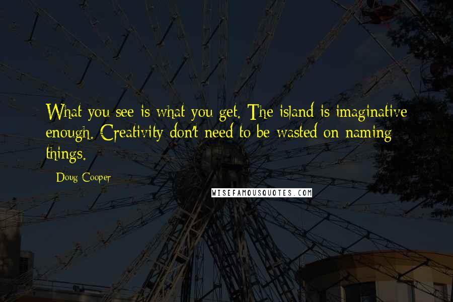 Doug Cooper Quotes: What you see is what you get. The island is imaginative enough. Creativity don't need to be wasted on naming things.