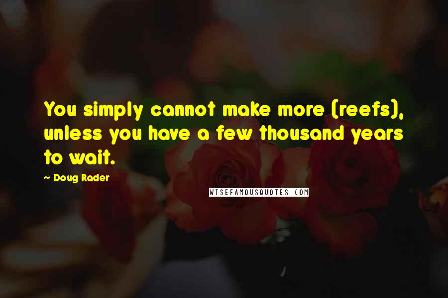 Doug Rader Quotes: You simply cannot make more (reefs), unless you have a few thousand years to wait.