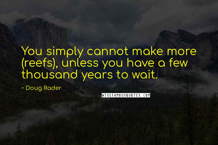 Doug Rader Quotes: You simply cannot make more (reefs), unless you have a few thousand years to wait.