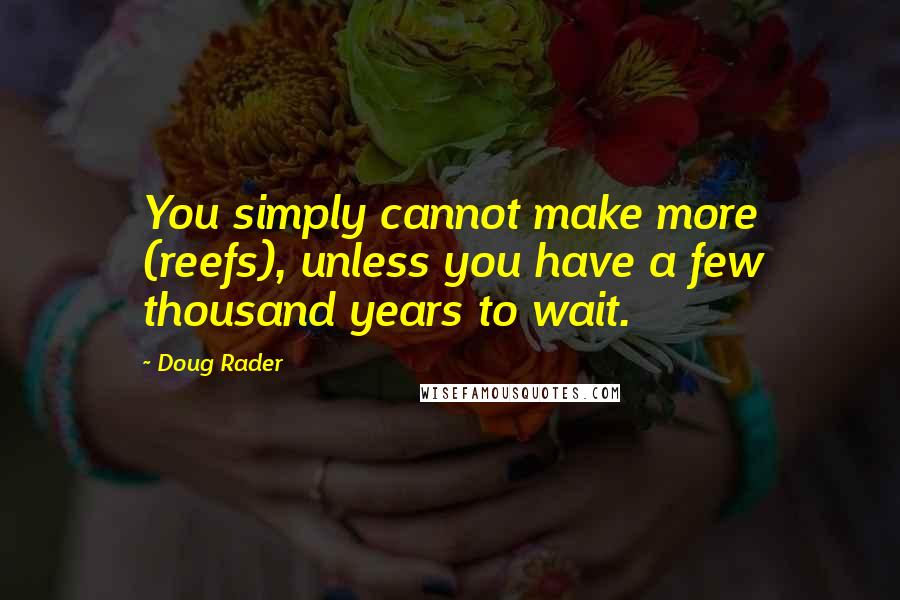 Doug Rader Quotes: You simply cannot make more (reefs), unless you have a few thousand years to wait.