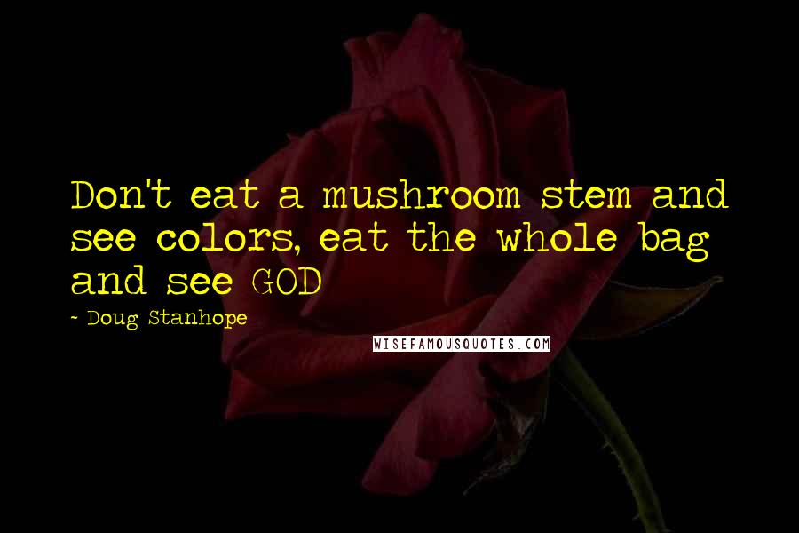 Doug Stanhope Quotes: Don't eat a mushroom stem and see colors, eat the whole bag and see GOD