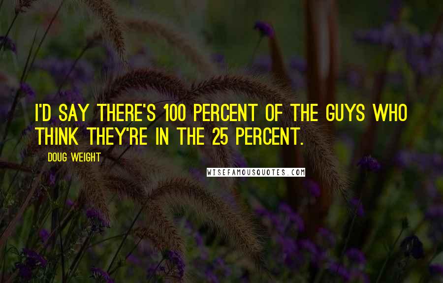 Doug Weight Quotes: I'd say there's 100 percent of the guys who think they're in the 25 percent.