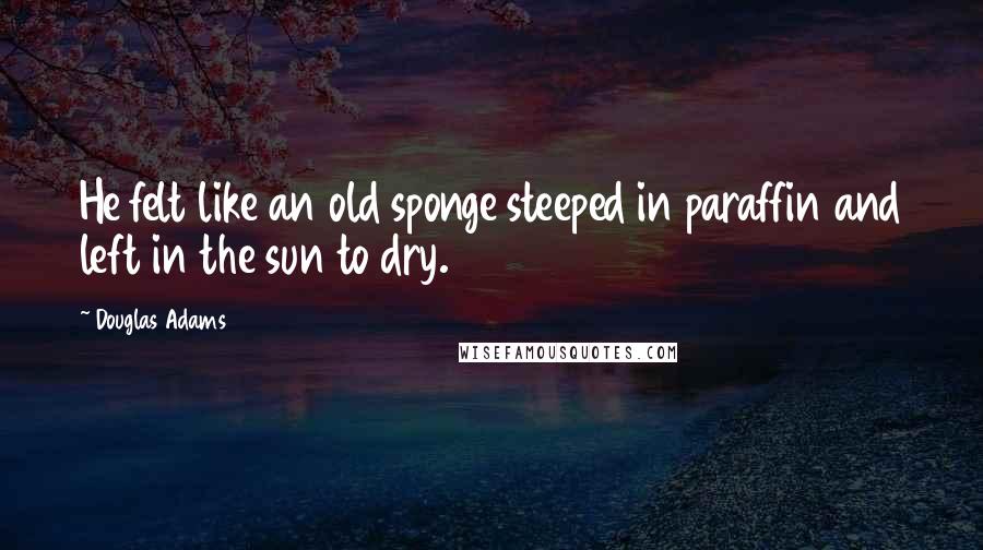 Douglas Adams Quotes: He felt like an old sponge steeped in paraffin and left in the sun to dry.
