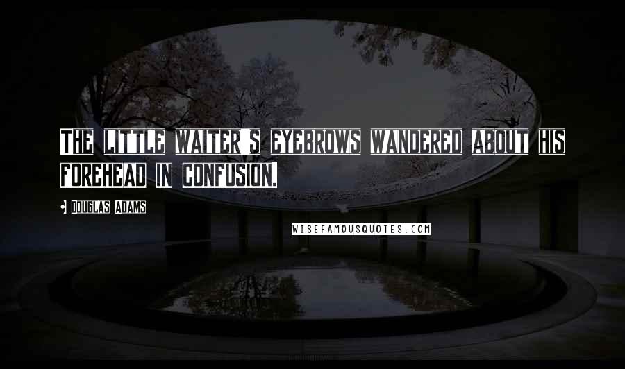 Douglas Adams Quotes: The little waiter's eyebrows wandered about his forehead in confusion.