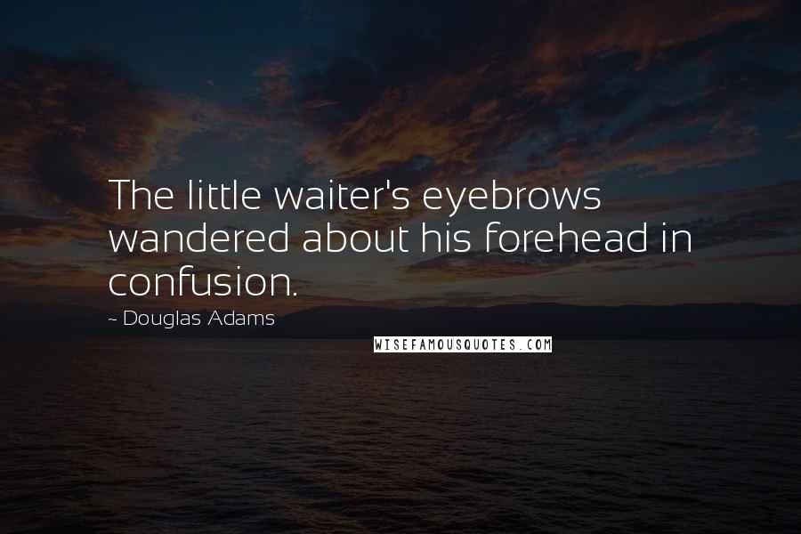 Douglas Adams Quotes: The little waiter's eyebrows wandered about his forehead in confusion.