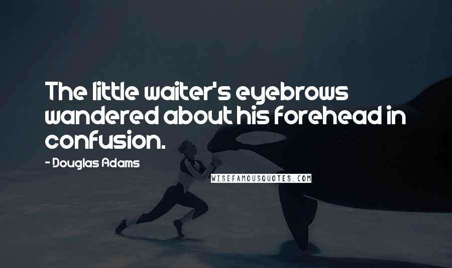 Douglas Adams Quotes: The little waiter's eyebrows wandered about his forehead in confusion.