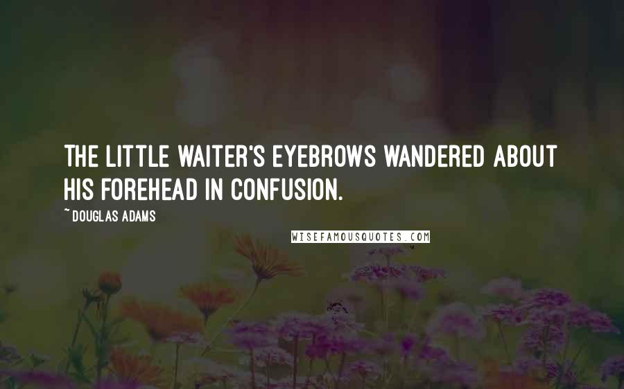Douglas Adams Quotes: The little waiter's eyebrows wandered about his forehead in confusion.