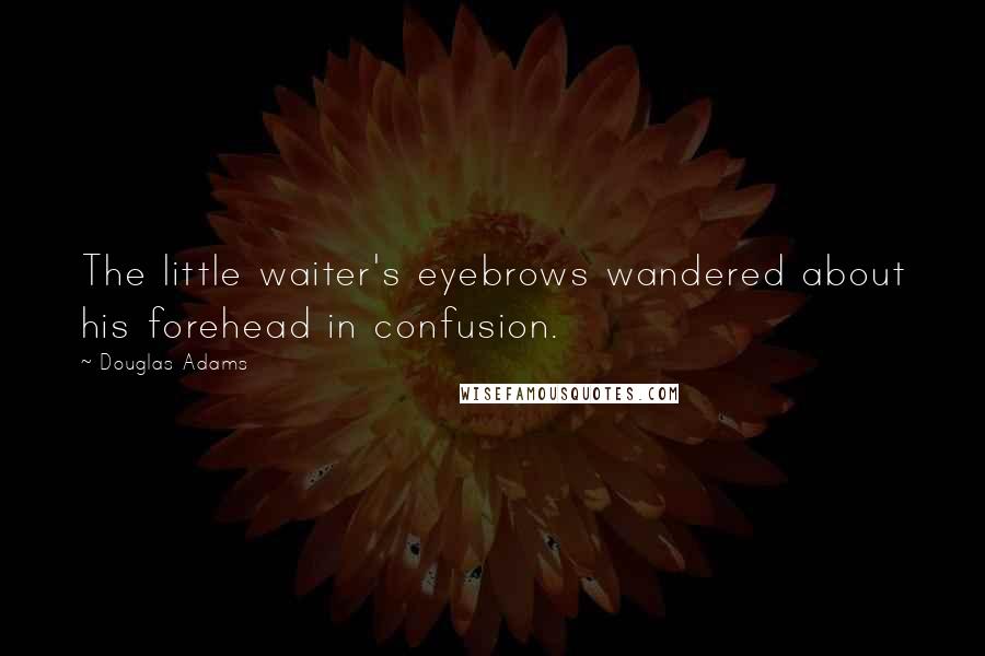 Douglas Adams Quotes: The little waiter's eyebrows wandered about his forehead in confusion.