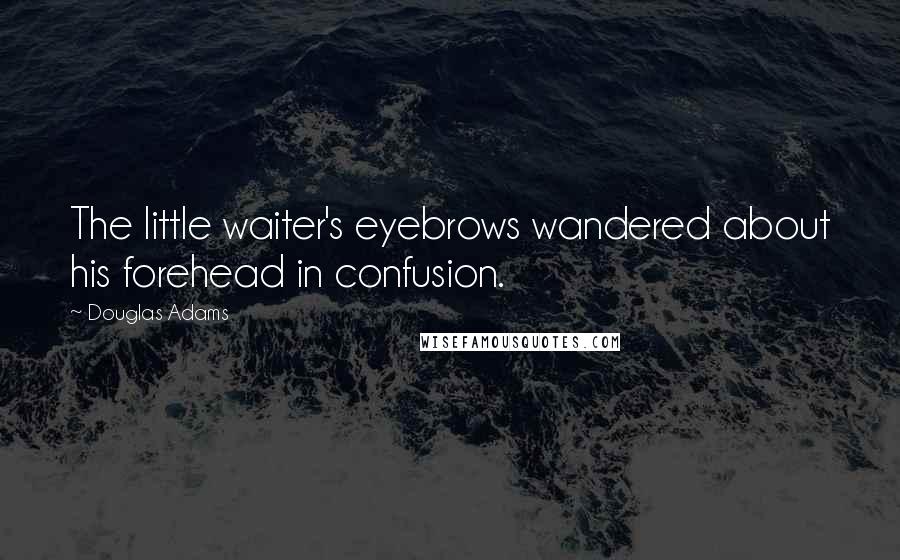 Douglas Adams Quotes: The little waiter's eyebrows wandered about his forehead in confusion.