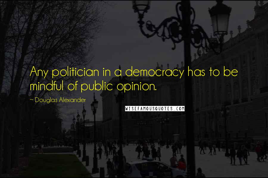 Douglas Alexander Quotes: Any politician in a democracy has to be mindful of public opinion.