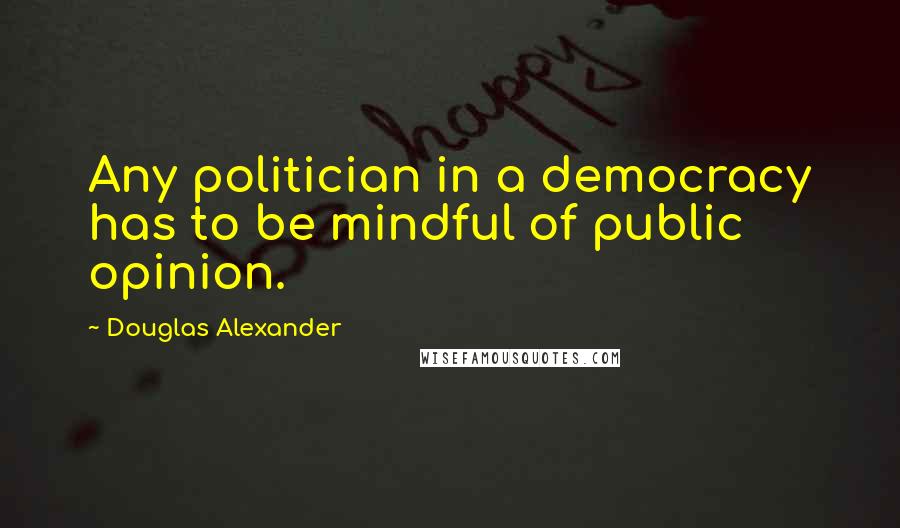 Douglas Alexander Quotes: Any politician in a democracy has to be mindful of public opinion.