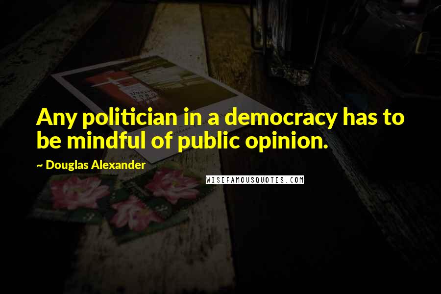 Douglas Alexander Quotes: Any politician in a democracy has to be mindful of public opinion.